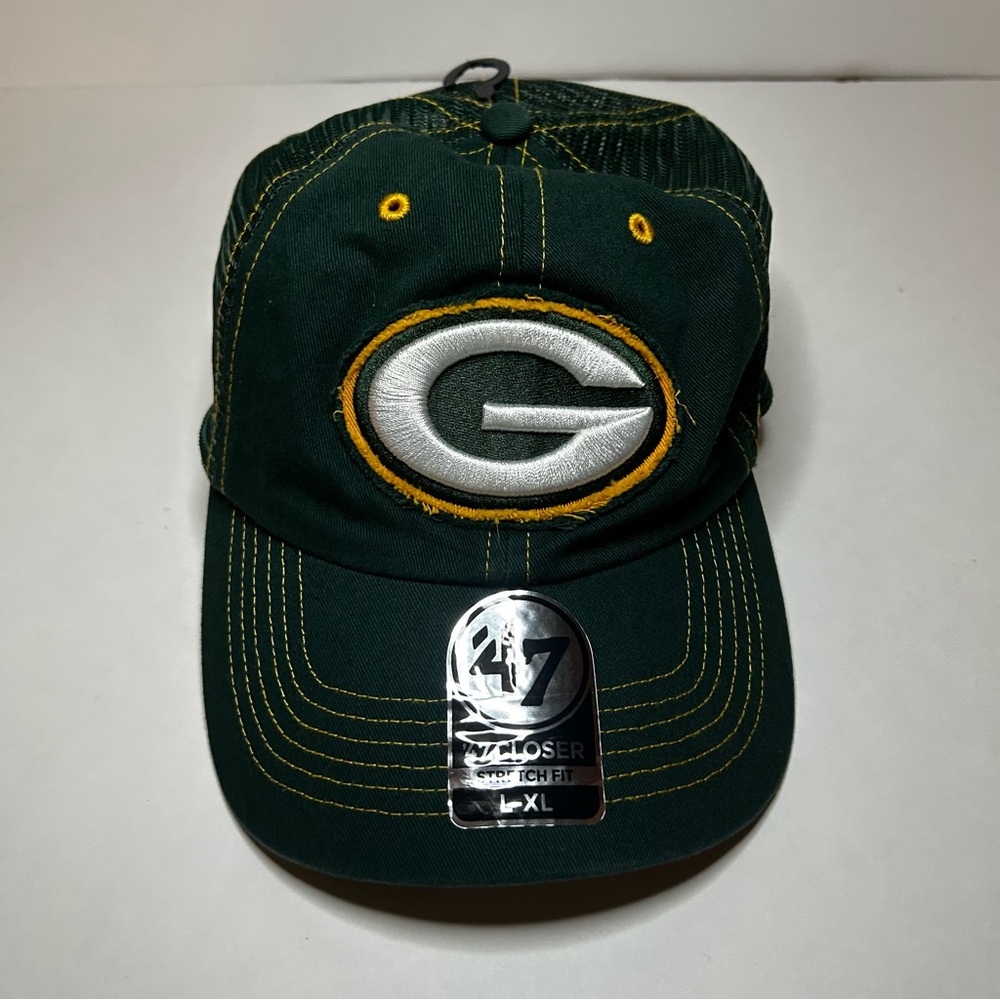 New Green Bay Packers Stretch Fit 47 Closer Hat L-XL